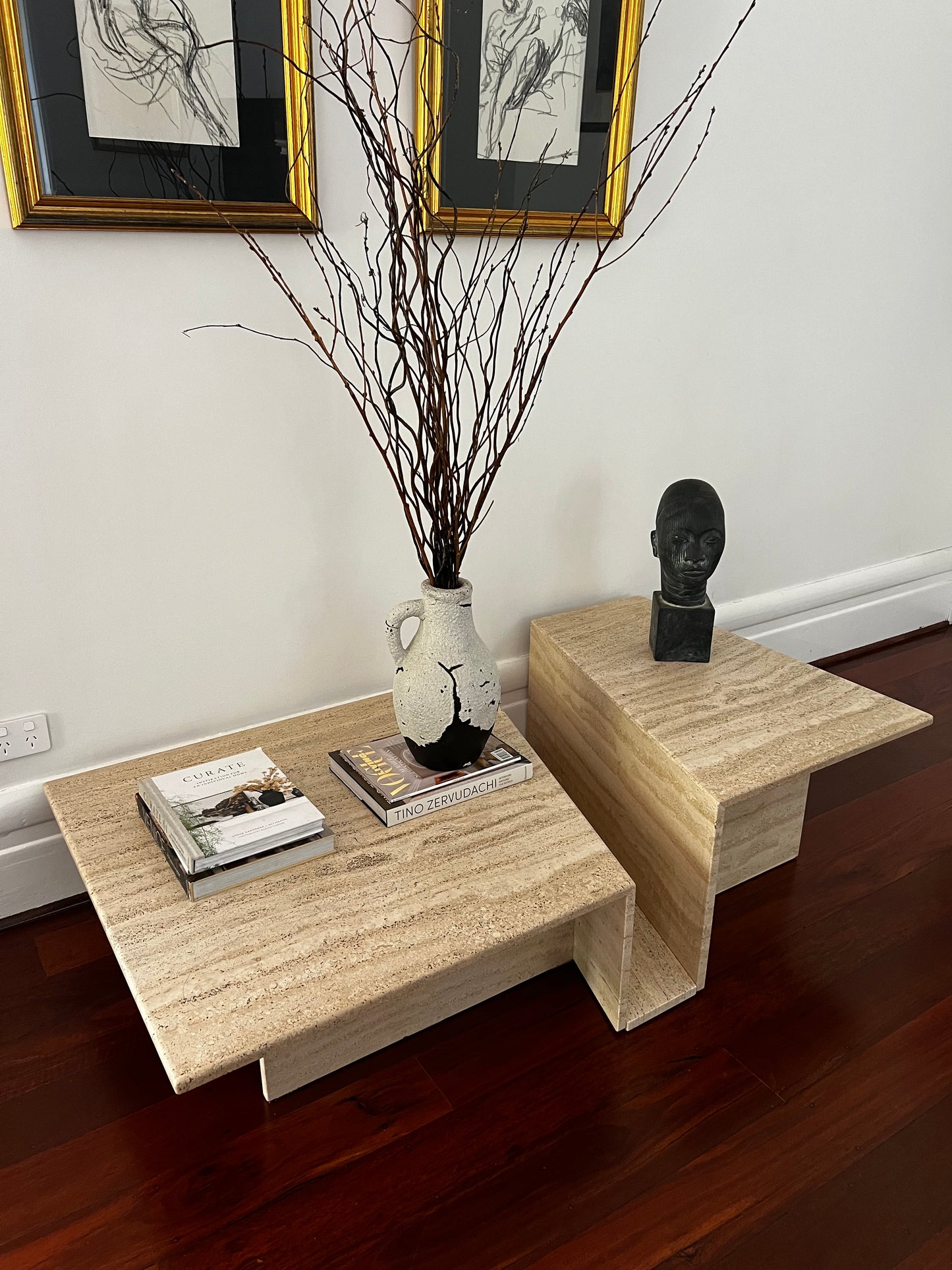 Split Level Travertine Coffee Table