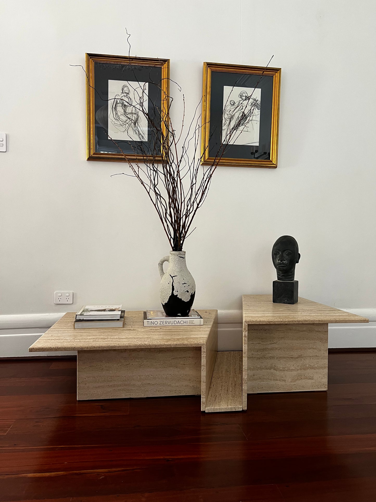 Split Level Travertine Coffee Table