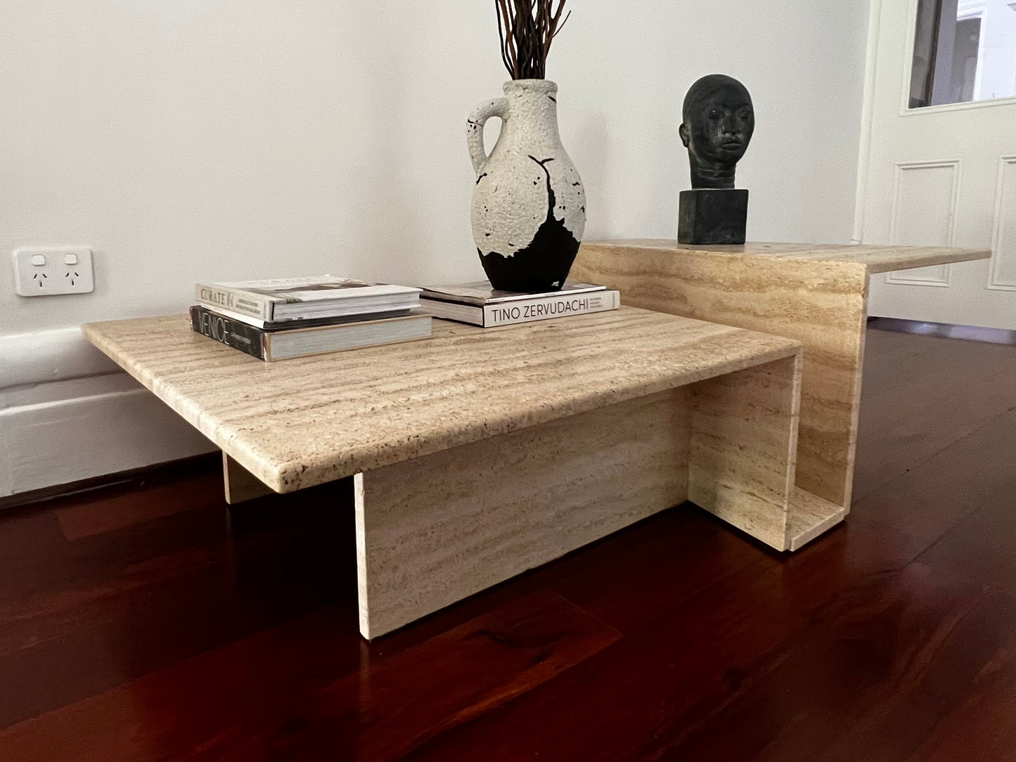 Split Level Travertine Coffee Table