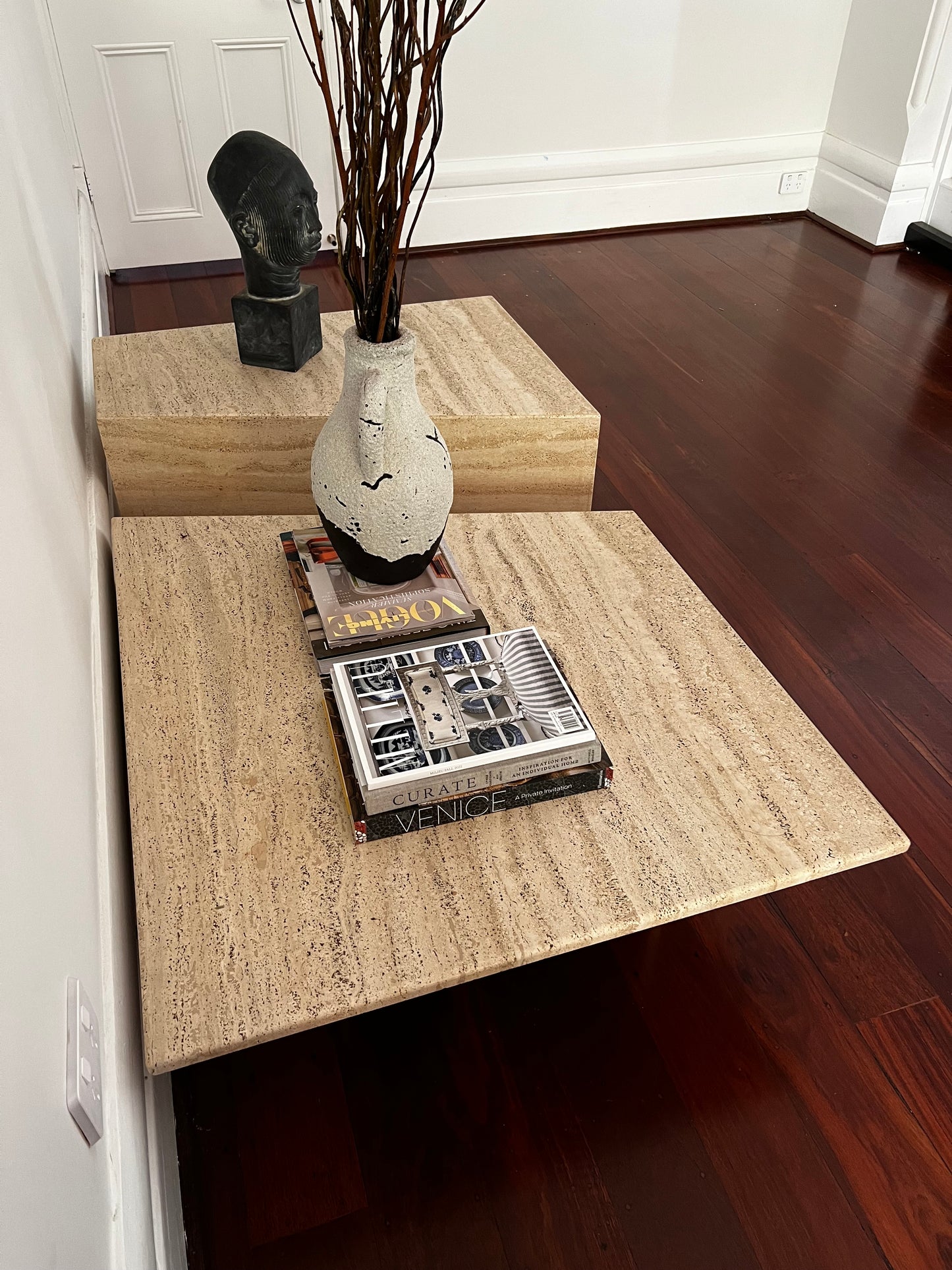 Split Level Travertine Coffee Table