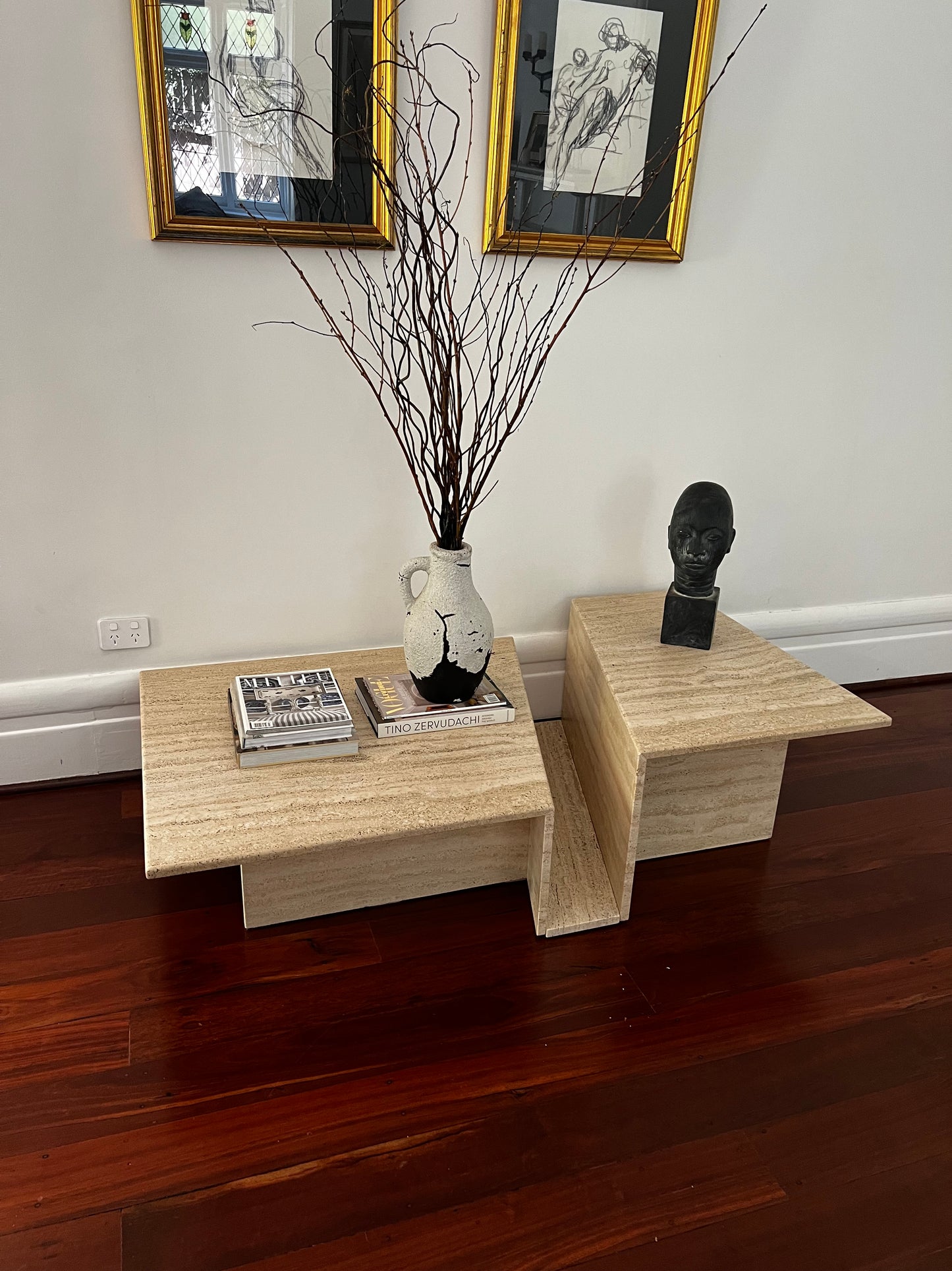 Split Level Travertine Coffee Table