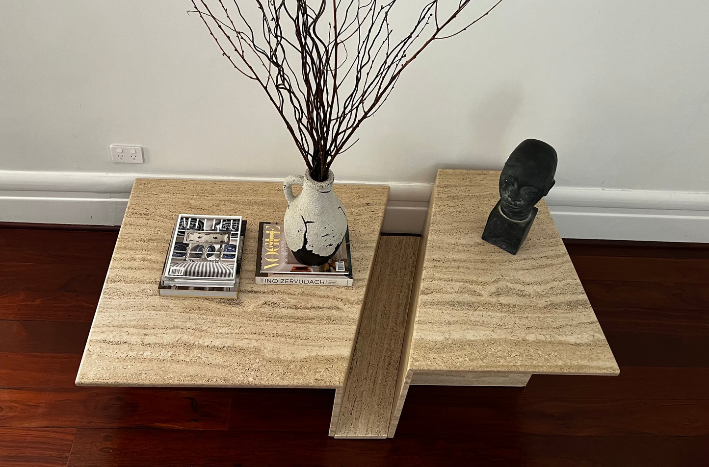 Split Level Travertine Coffee Table