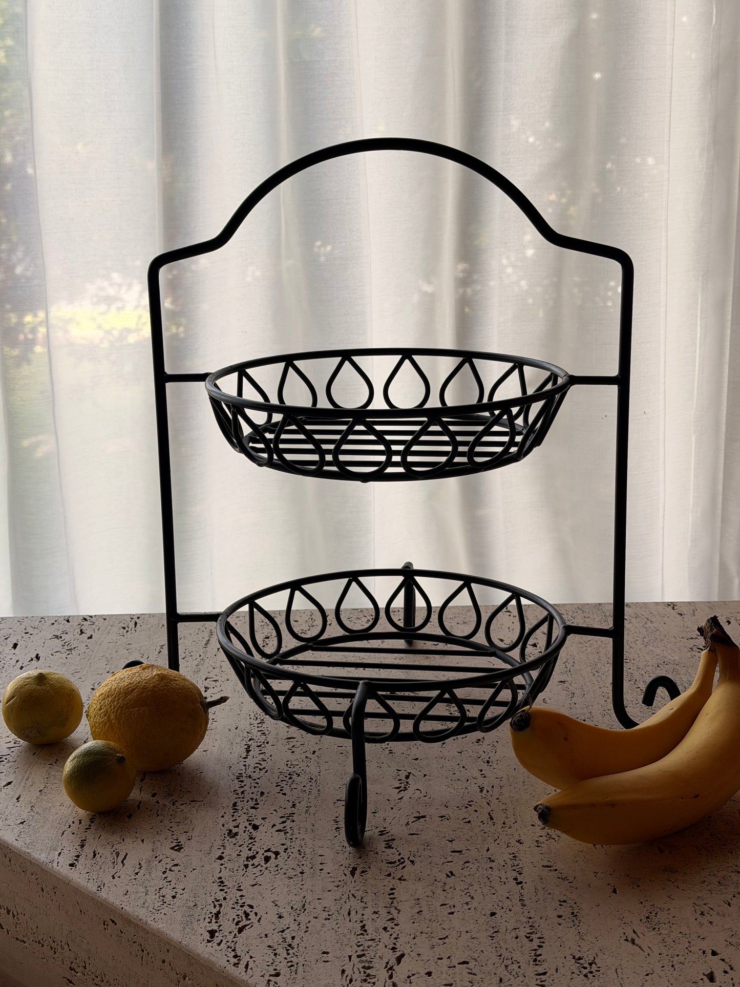 Vintage Wrought Iron Tiered Fruit Bowl