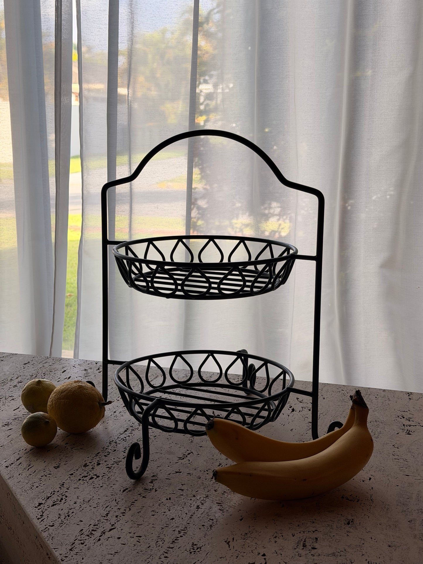 Vintage Wrought Iron Tiered Fruit Bowl