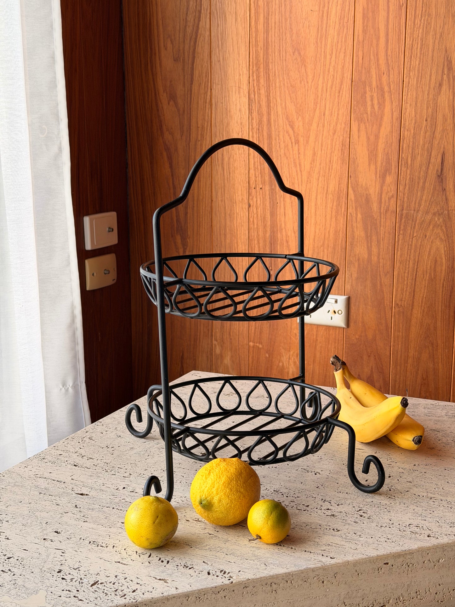 Vintage Wrought Iron Tiered Fruit Bowl
