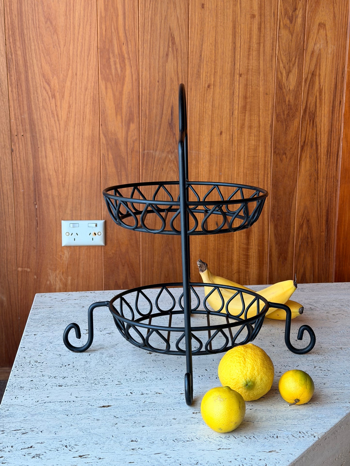 Vintage Wrought Iron Tiered Fruit Bowl