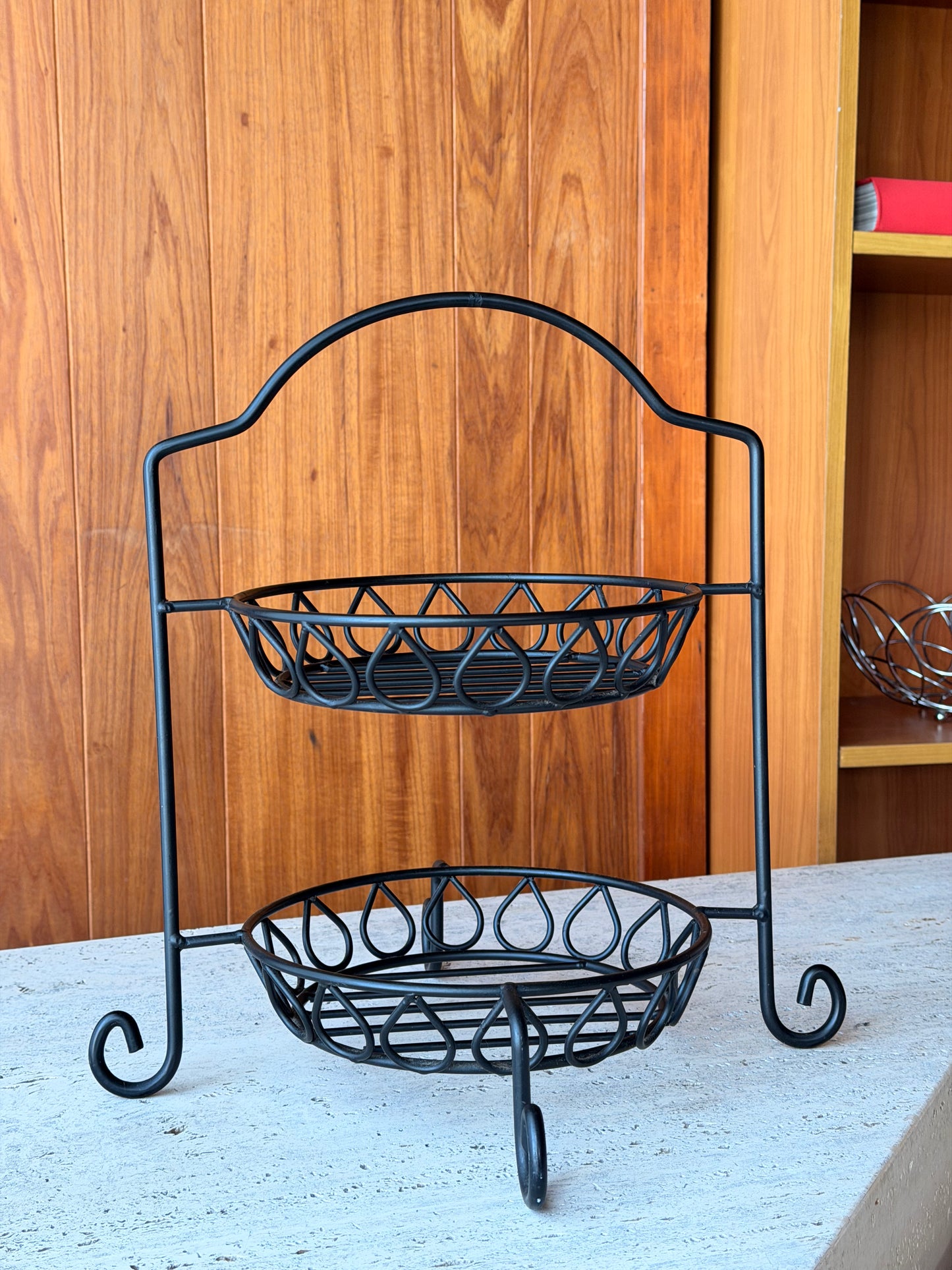 Vintage Wrought Iron Tiered Fruit Bowl