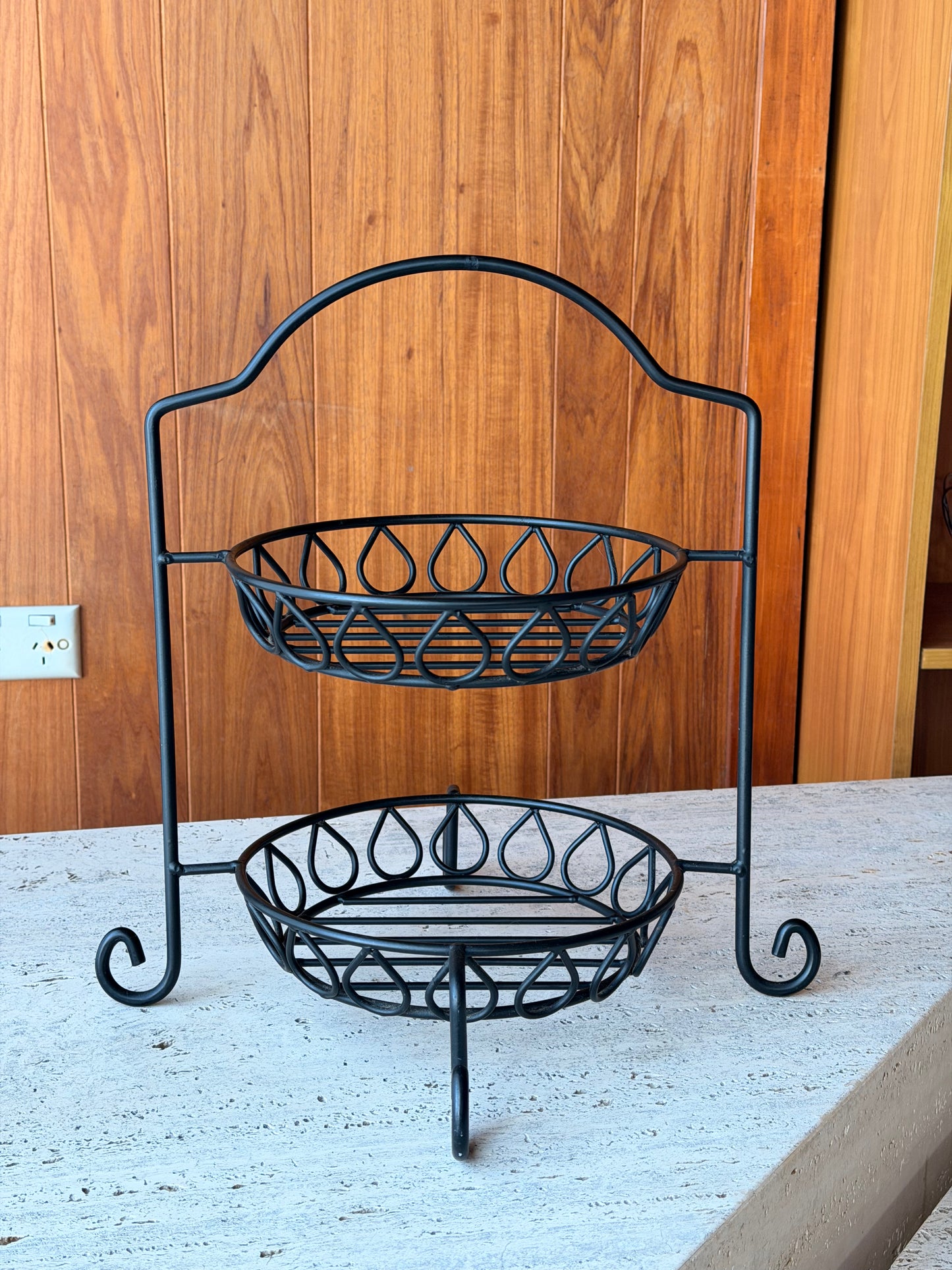 Vintage Wrought Iron Tiered Fruit Bowl
