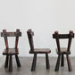 3 French Brutalist Ebonized chairs