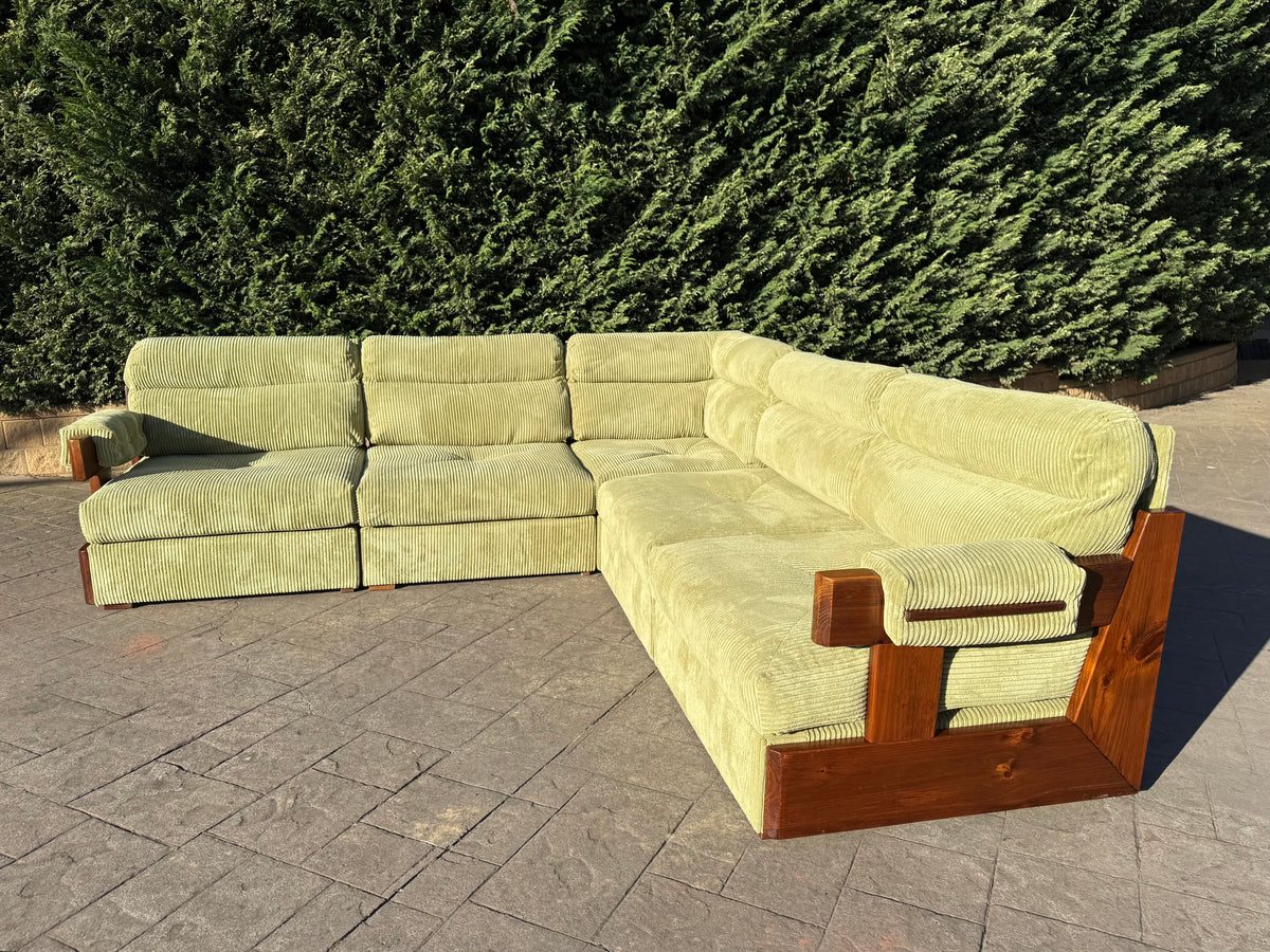 Timber & Corduroy Modular Sofa Set