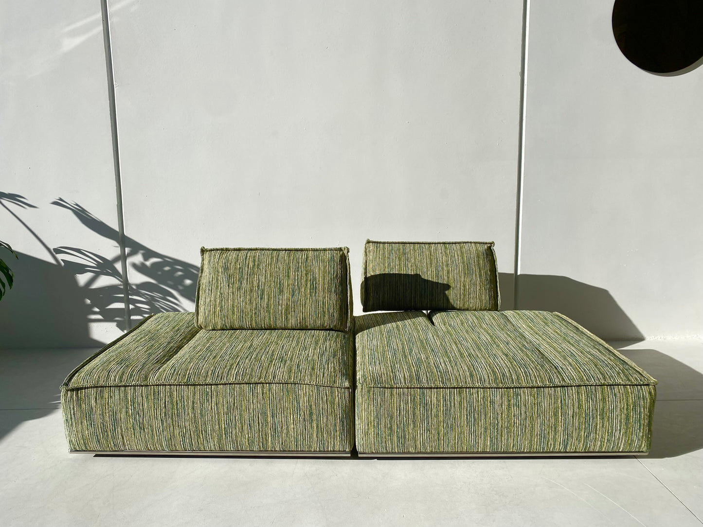 Two Piece Large Green Sofa