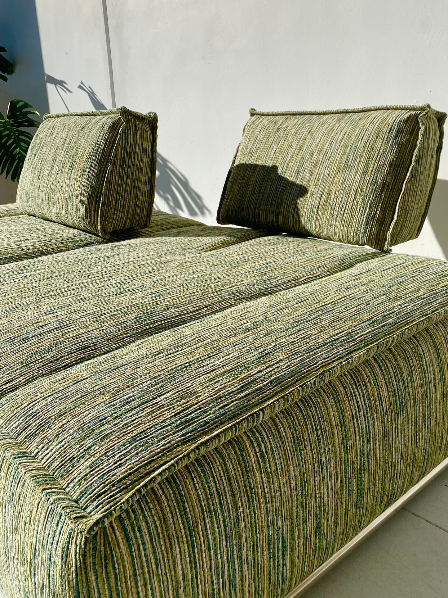 Two Piece Large Green Sofa