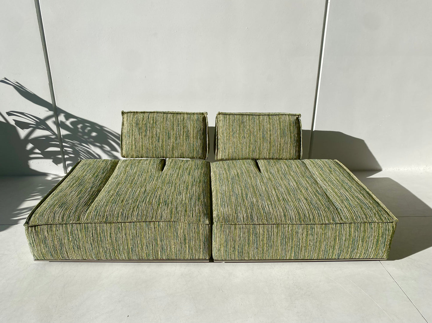 Two Piece Large Green Sofa