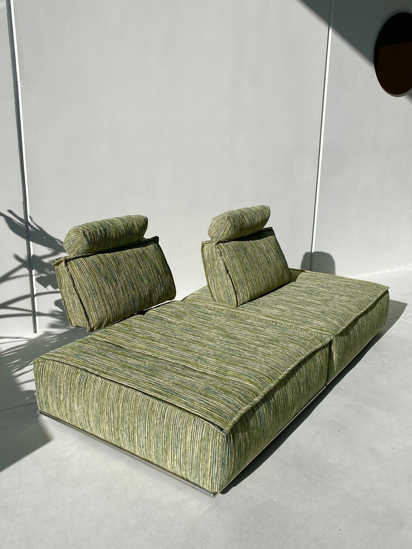 Two Piece Large Green Sofa