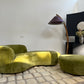 Green Velvet Sofa with Ottoman
