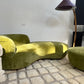 Green Velvet Sofa with Ottoman