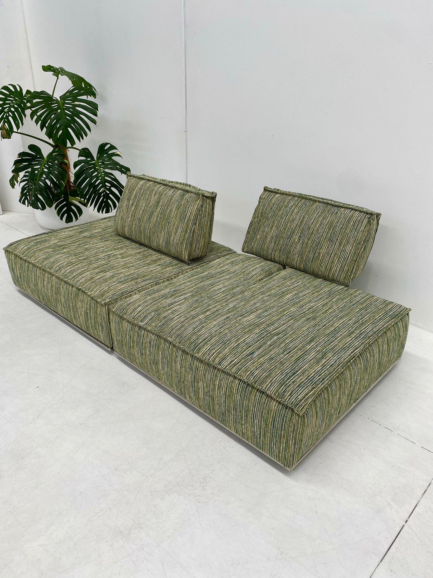 Two Piece Large Green Sofa