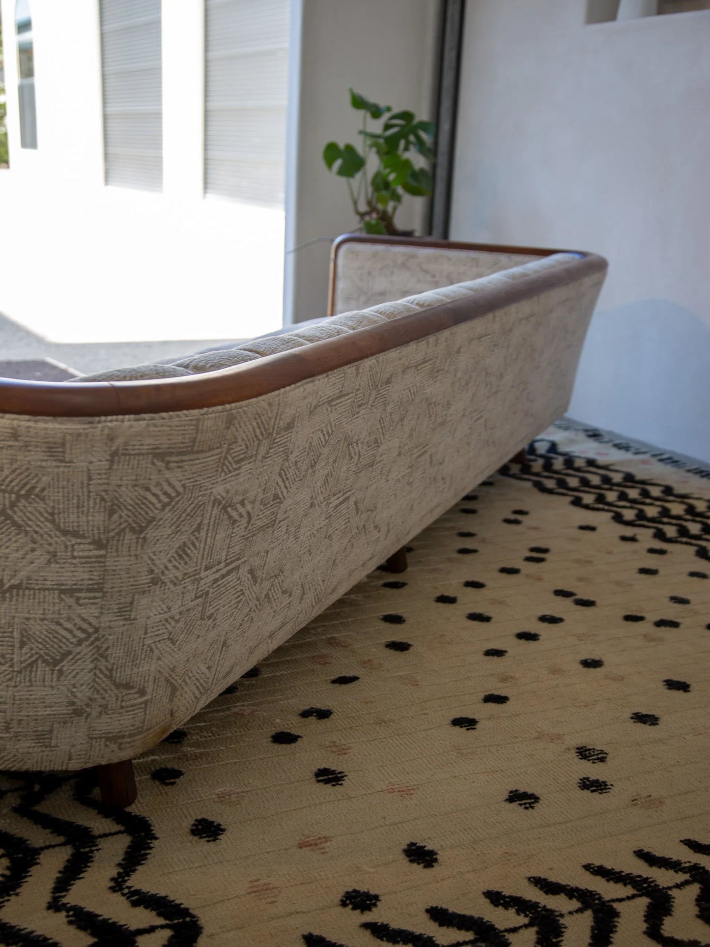 Mid-century American walnut framed sofa, Lenoir House 1960s