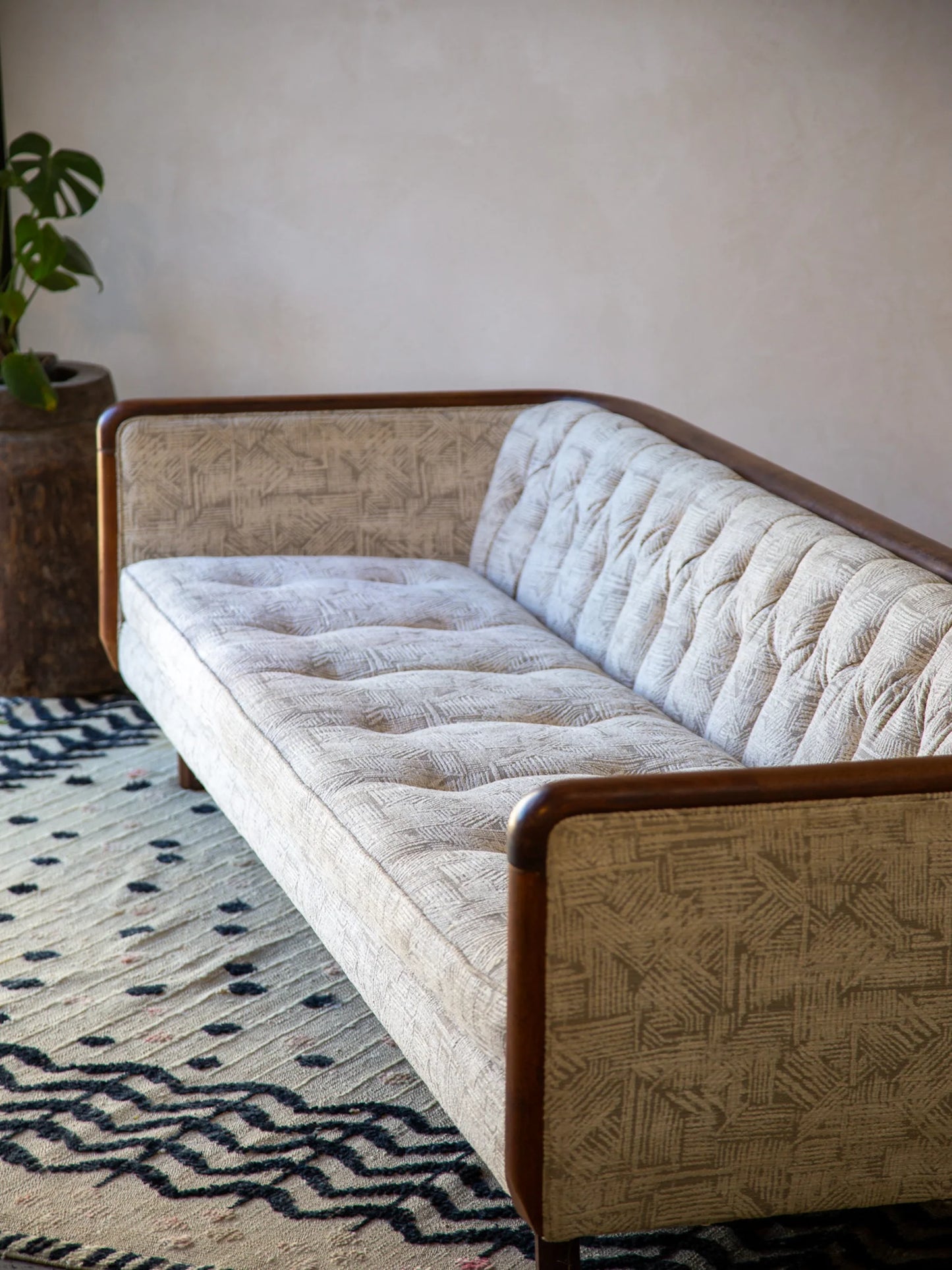 Mid-century American walnut framed sofa, Lenoir House 1960s