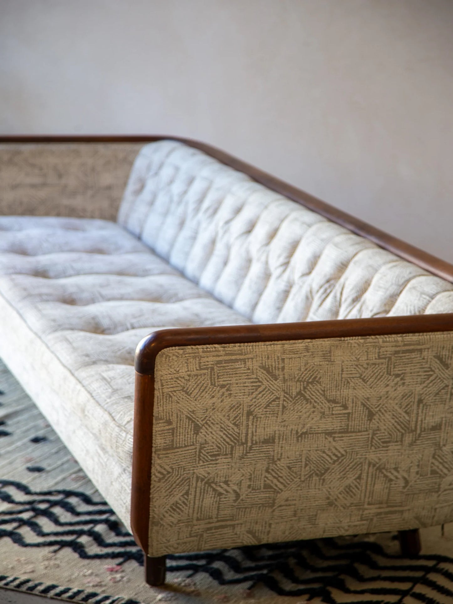 Mid-century American walnut framed sofa, Lenoir House 1960s