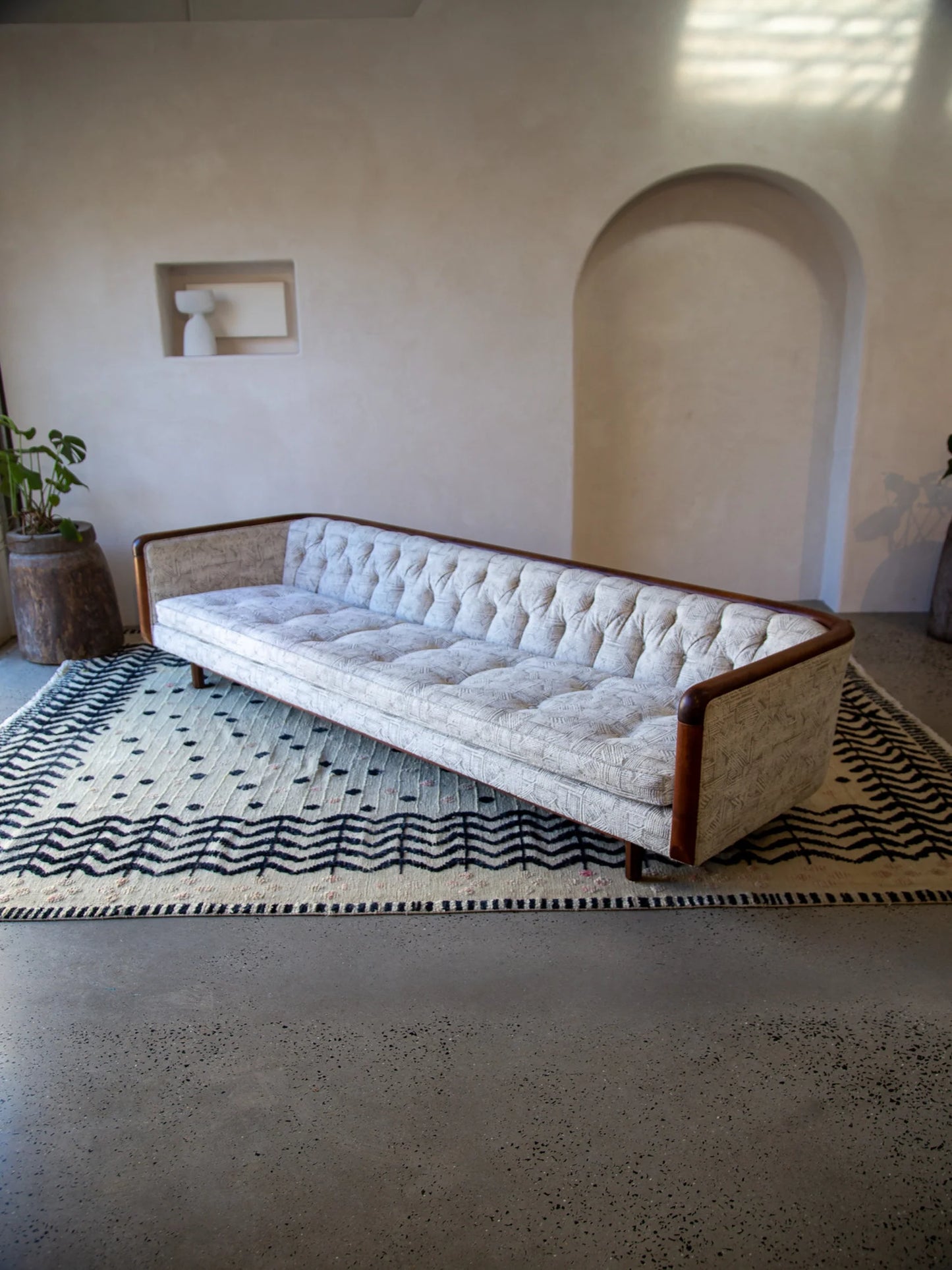 Mid-century American walnut framed sofa, Lenoir House 1960s