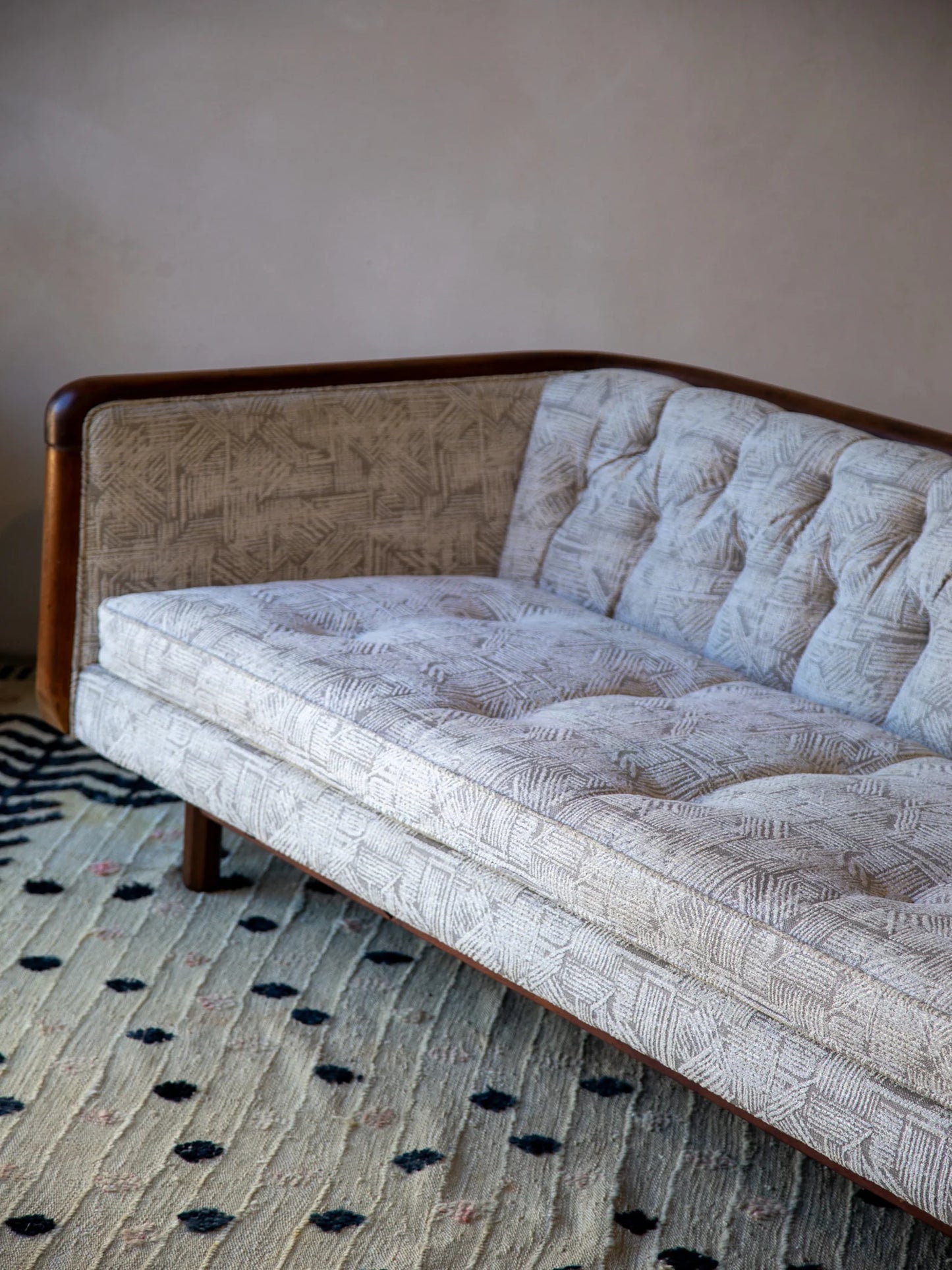 Mid-century American walnut framed sofa, Lenoir House 1960s