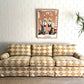 Vintage Cream & Gold Checker Sofa