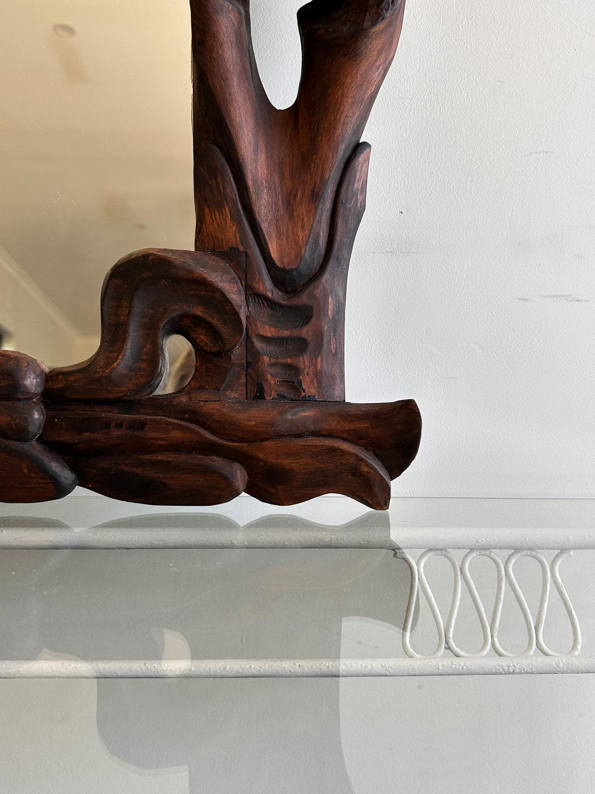 Art Nouveau Style Hand-Carved Timber Mirror