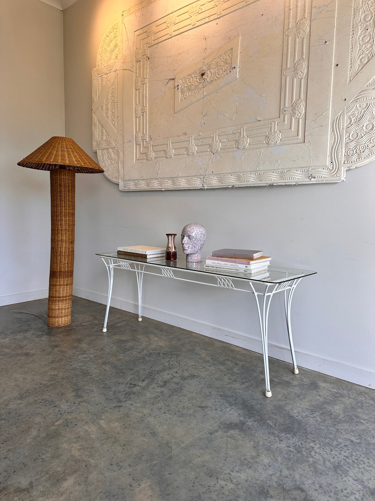 Vintage Mid-Century Glass & Iron Hall / Coffee Table