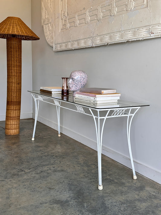 Vintage Mid-Century Glass & Iron Hall / Coffee Table