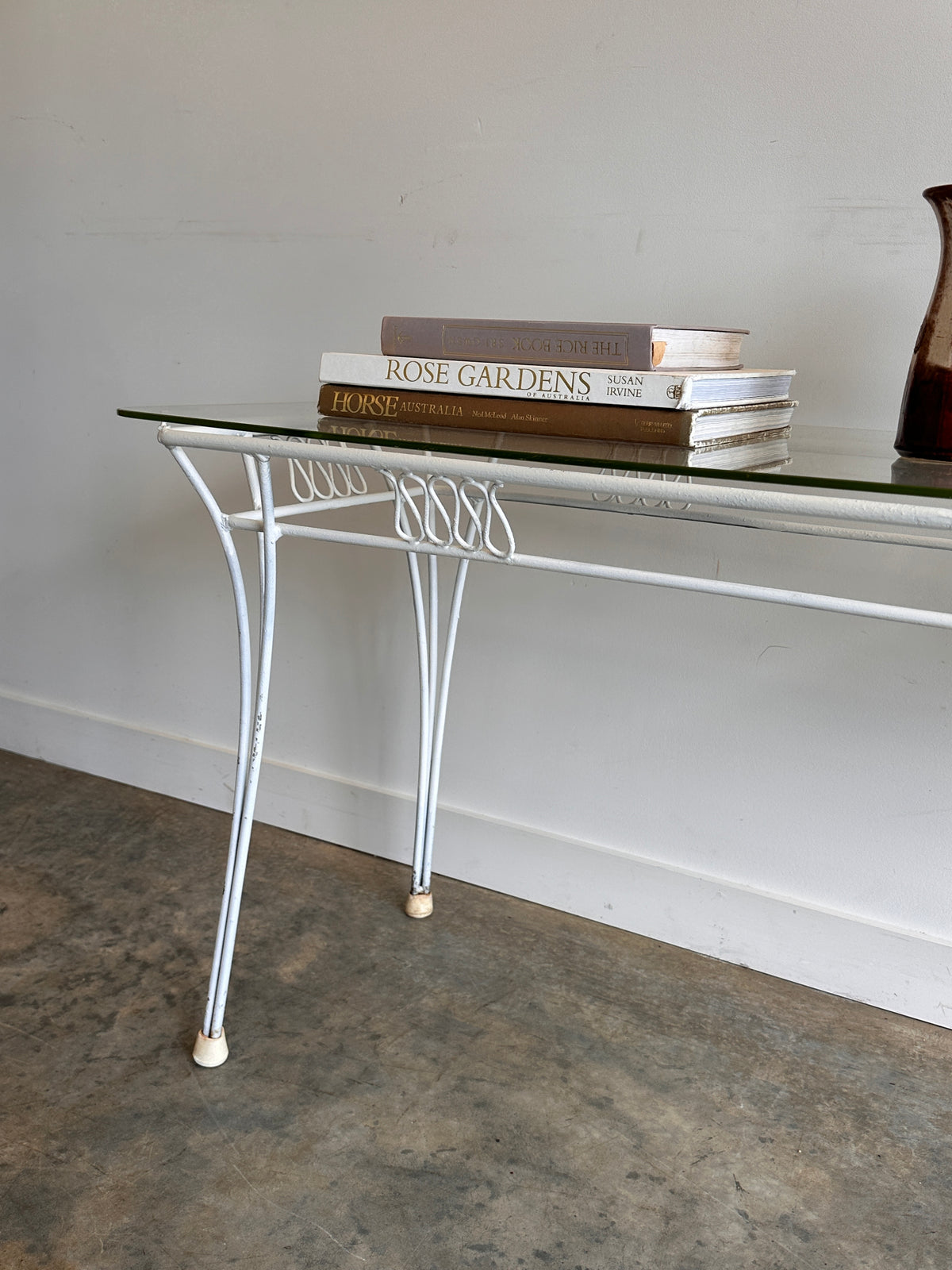 Vintage Mid-Century Glass & Iron Hall / Coffee Table