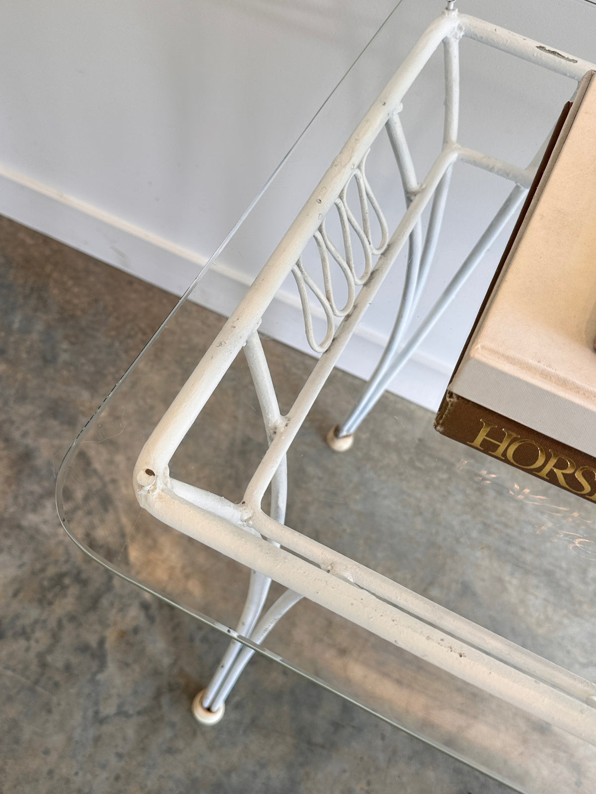 Vintage Mid-Century Glass & Iron Hall / Coffee Table