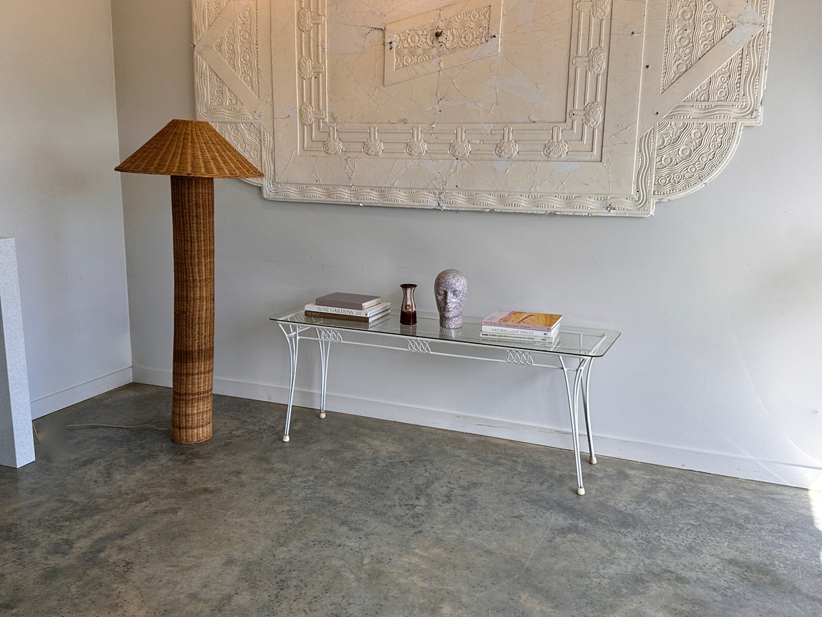 Vintage Mid-Century Glass & Iron Hall / Coffee Table