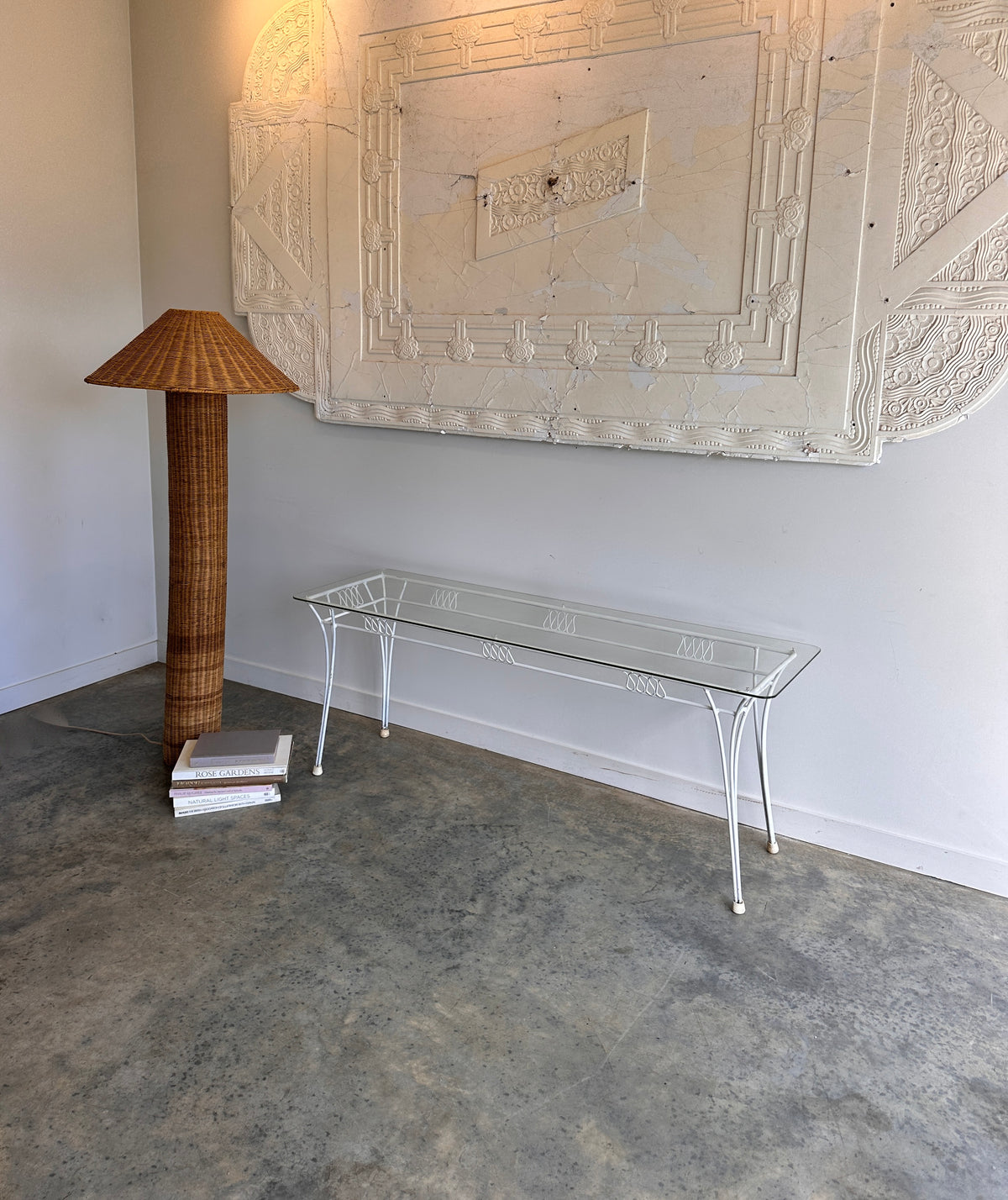Vintage Mid-Century Glass & Iron Hall / Coffee Table