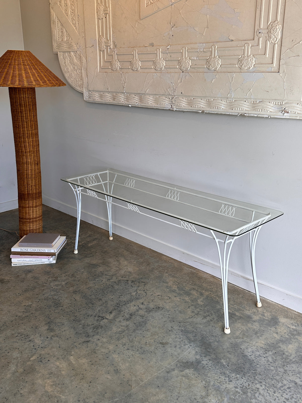 Vintage Mid-Century Glass & Iron Hall / Coffee Table