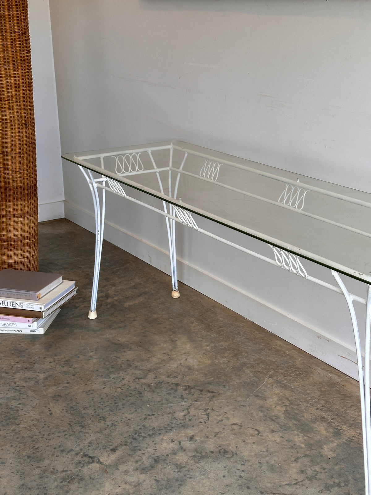 Vintage Mid-Century Glass & Iron Hall / Coffee Table