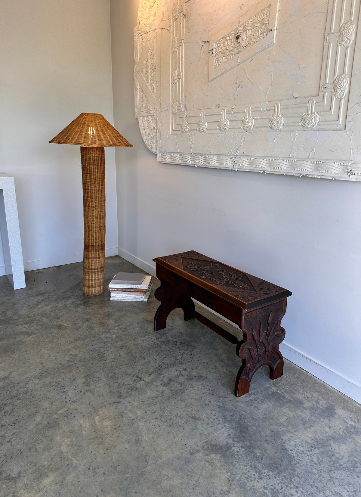 Art Nouveau Timber Bench Seat - Hand Carved, Antique