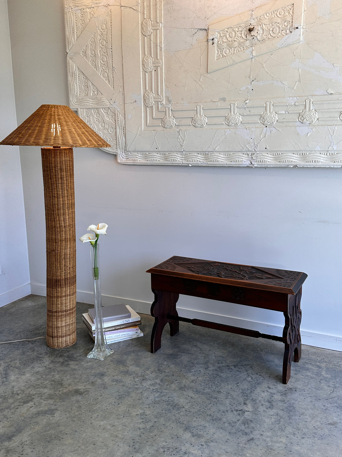 Art Nouveau Timber Bench Seat - Hand Carved, Antique