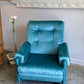 Vintage Blue Velvet Space-Age Sofa & Armchairs - 60's