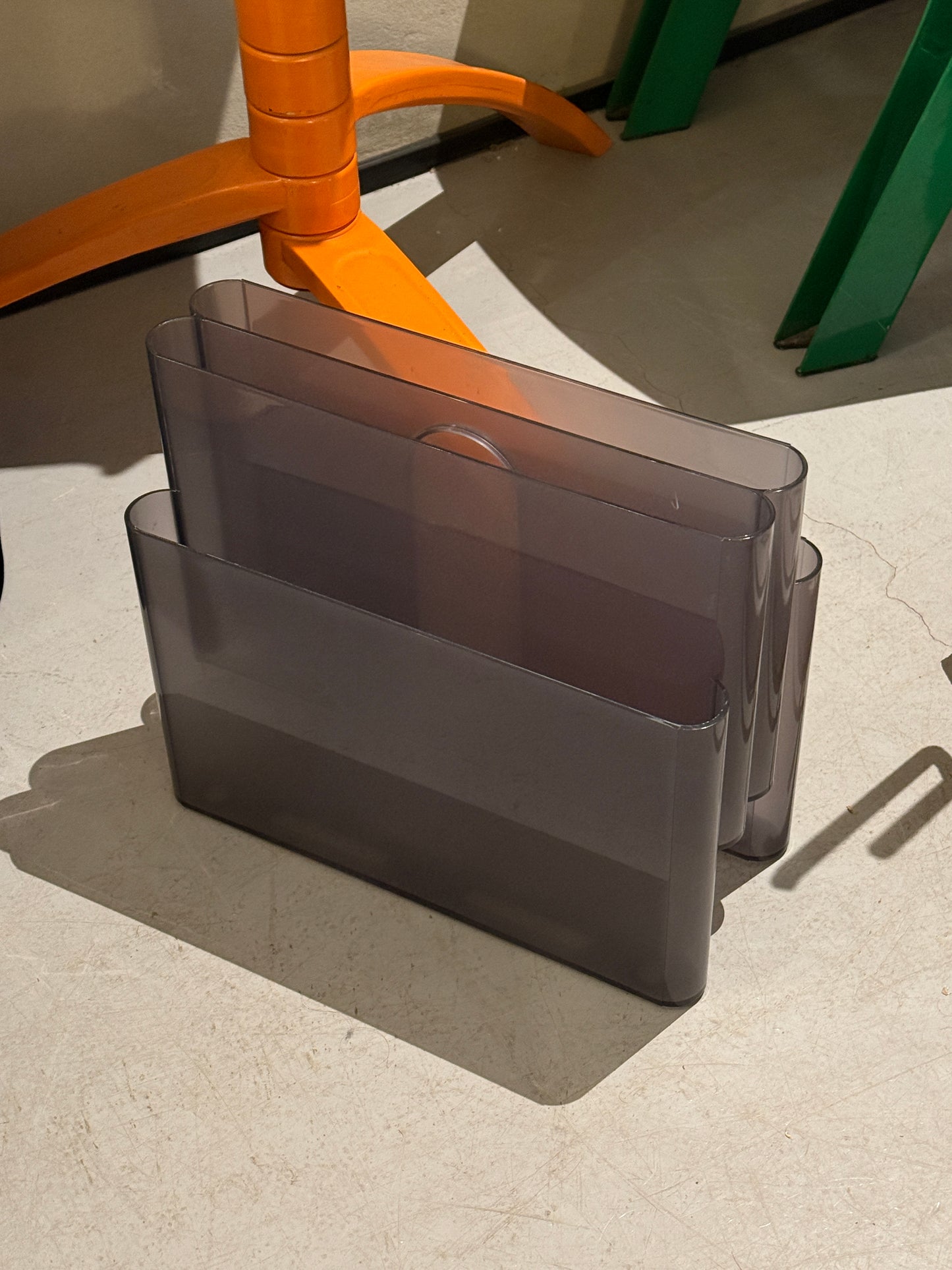 Vintage Giotto Stoppino for Kartell Black Translucent Magazine Rack