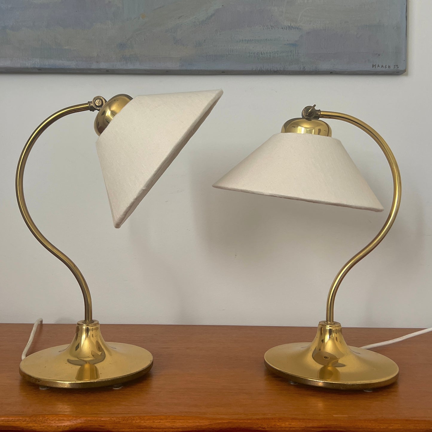 Brass and Linen Lamp by Ivar, Sweden 1960s - One Remaining