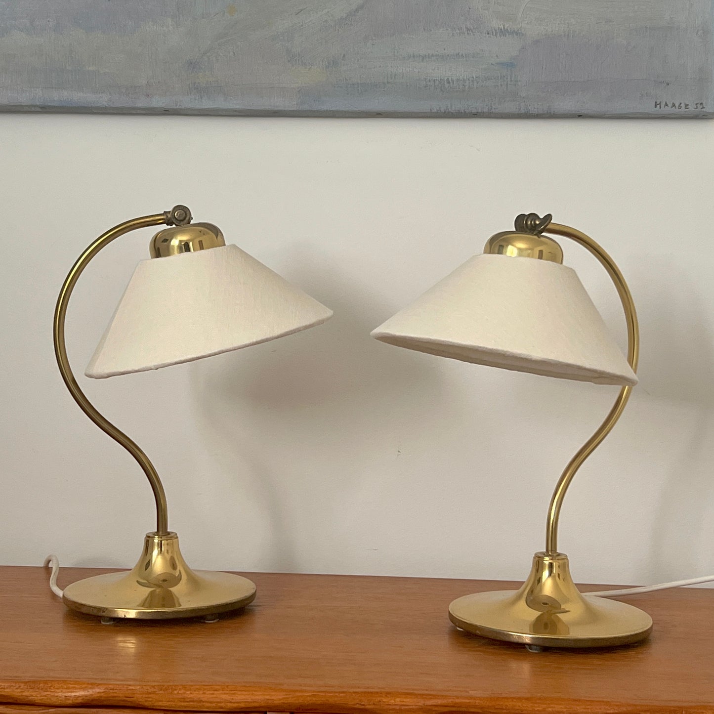 Brass and Linen Lamp by Ivar, Sweden 1960s - One Remaining