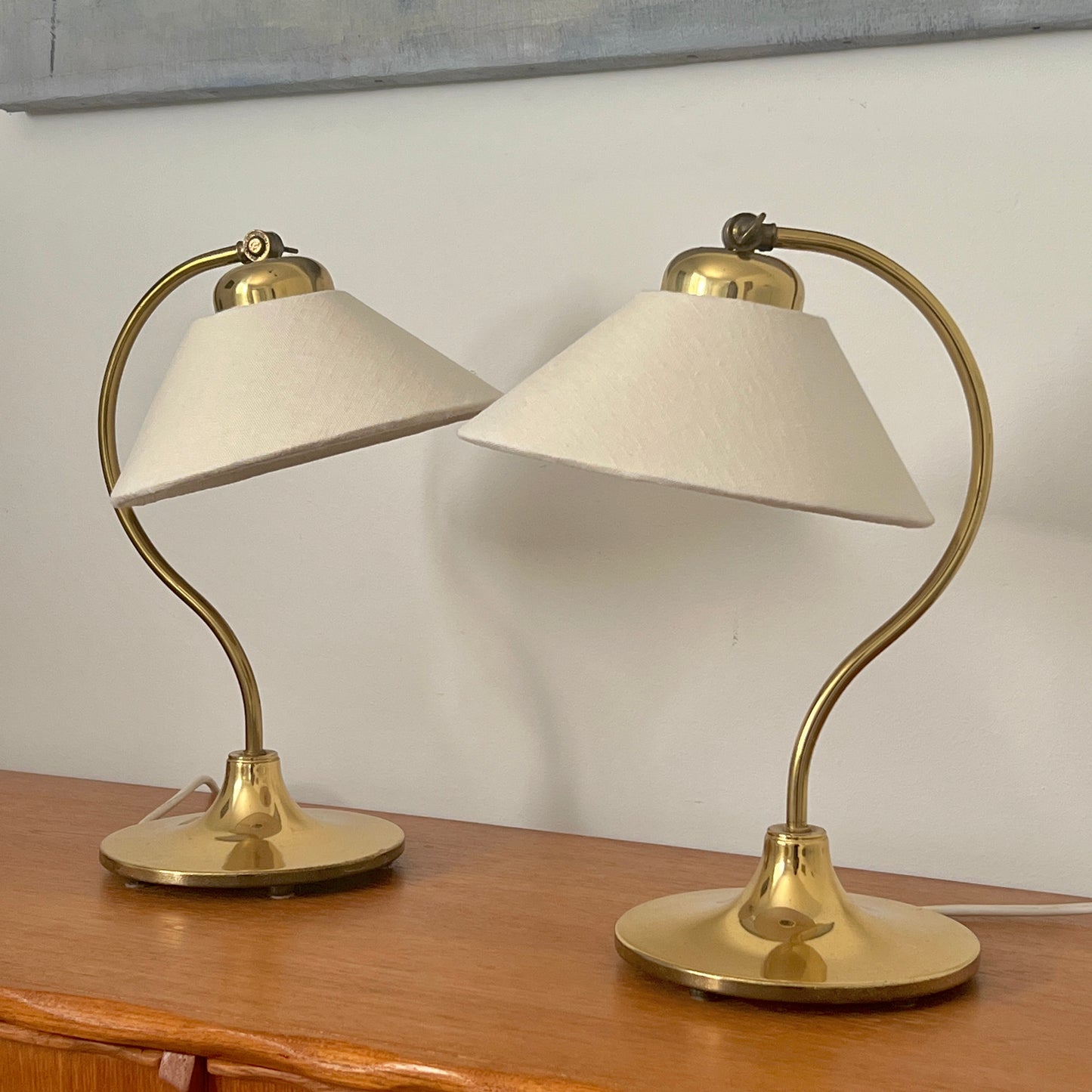 Brass and Linen Lamp by Ivar, Sweden 1960s - One Remaining