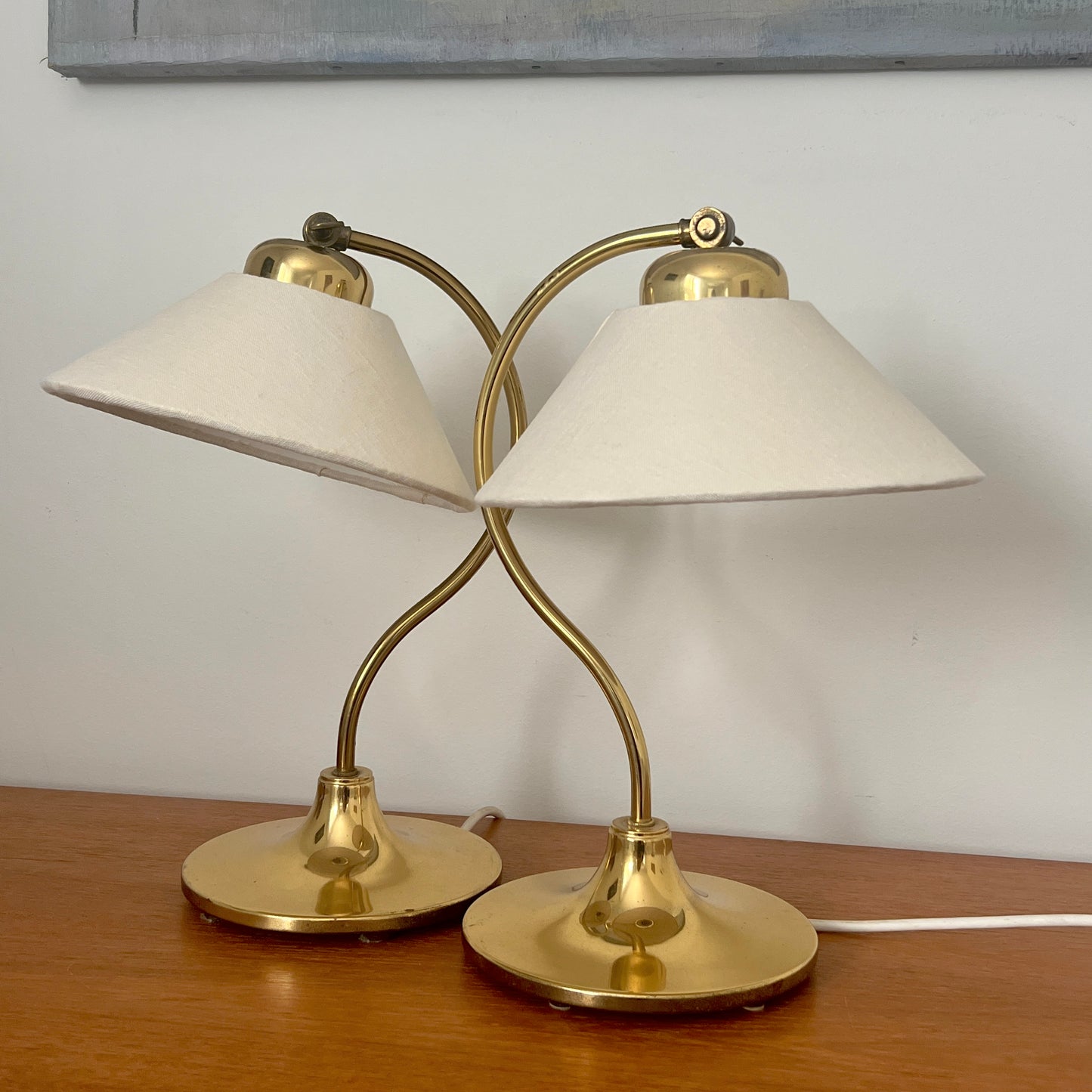 Brass and Linen Lamp by Ivar, Sweden 1960s - One Remaining