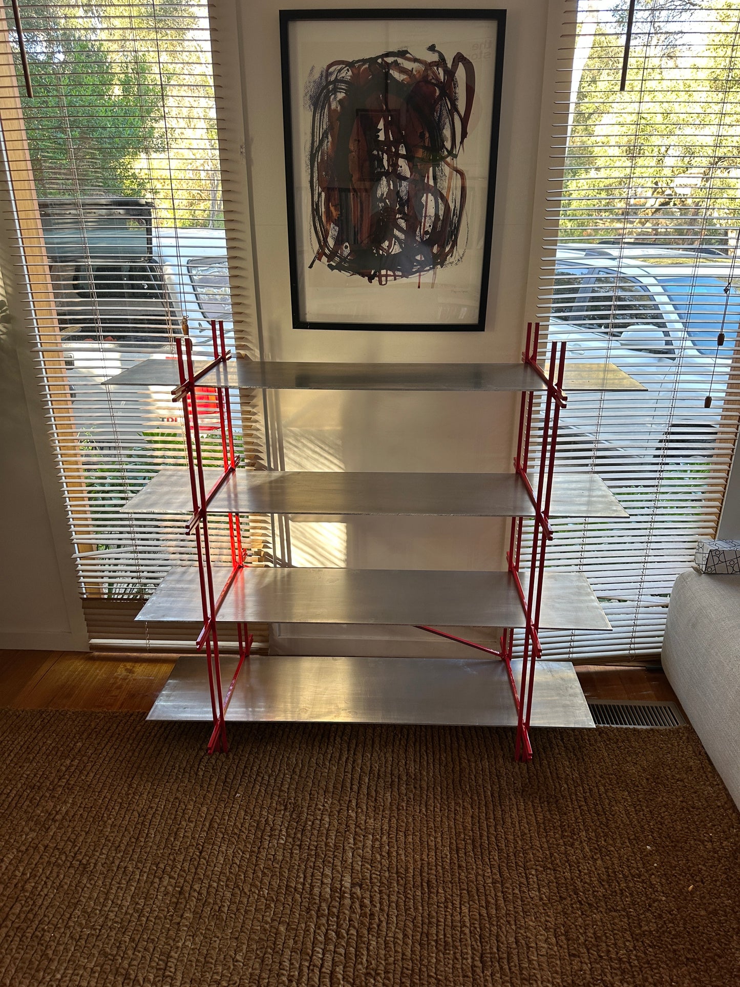 Modern Industrial Aluminium Shelf – Gloss Red Frame