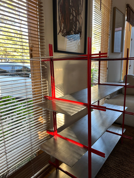 Modern Industrial Aluminium Shelf – Gloss Red Frame