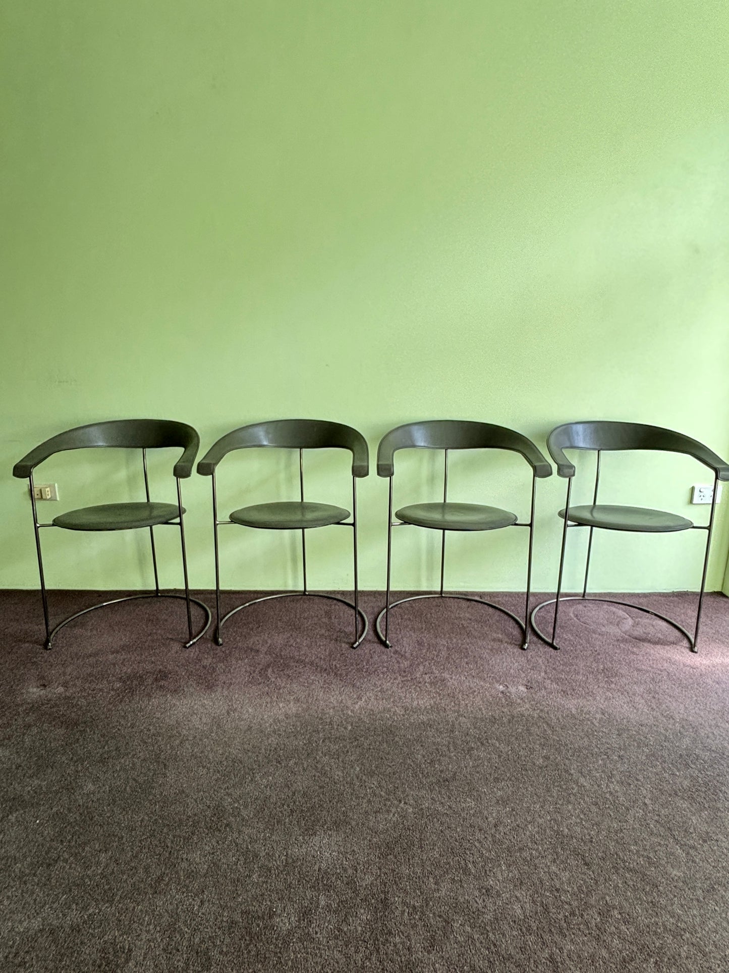 Set of Four Italian Arrben Leather Dining Chairs 1980s