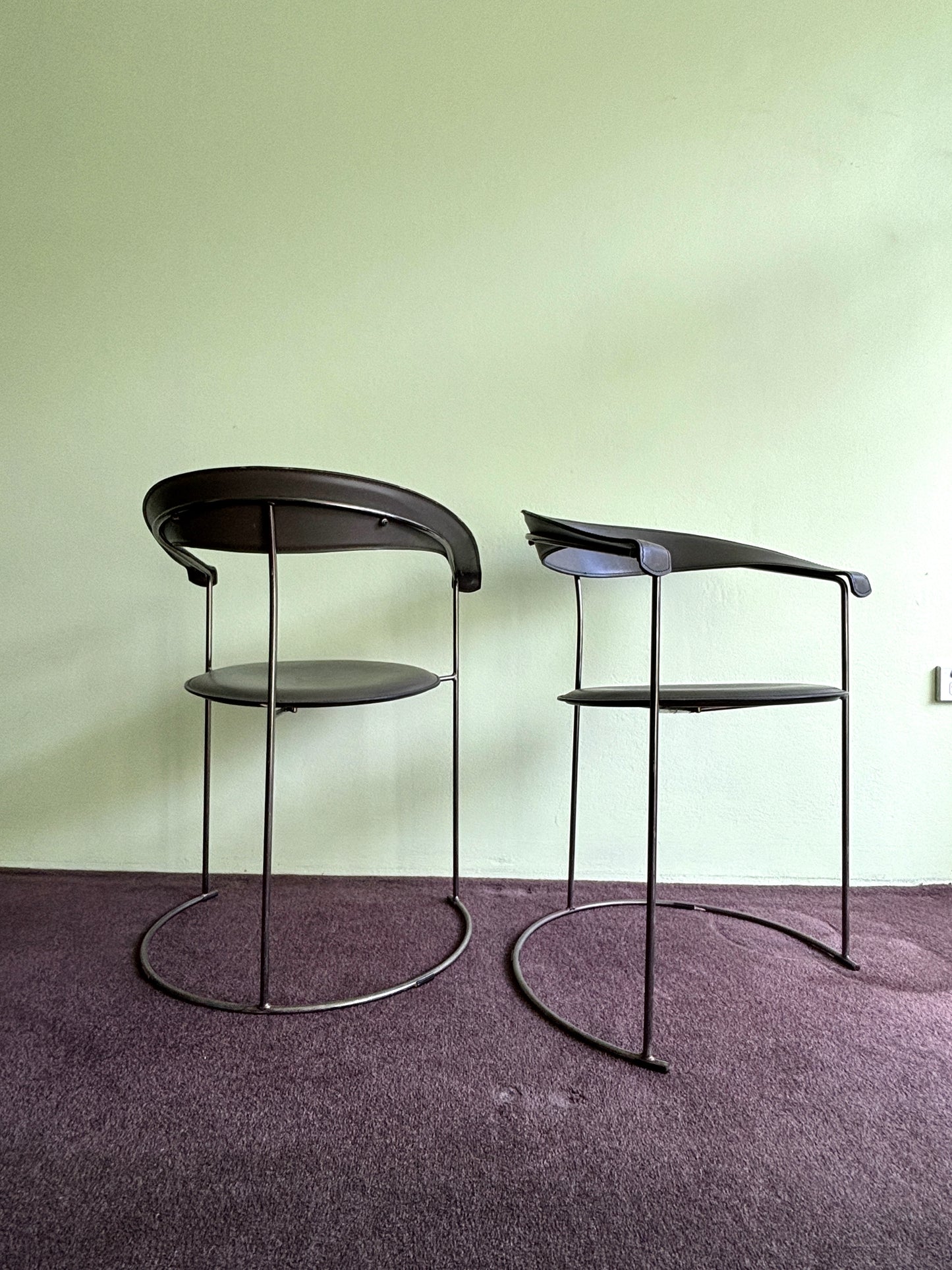 Set of Four Italian Arrben Leather Dining Chairs 1980s