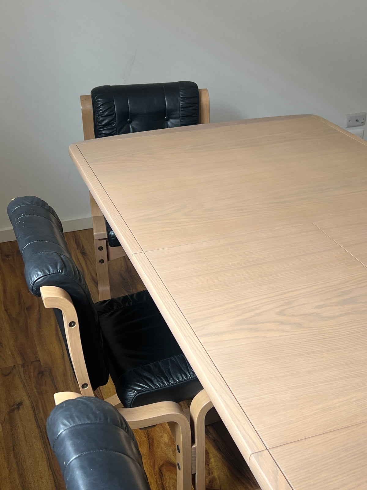 Leather & Limed Timber Dining Set by Danish Deluxe, 1987