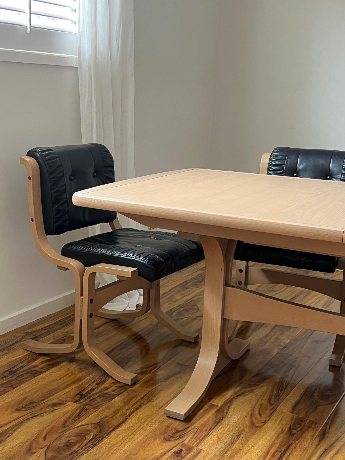 Leather & Limed Timber Dining Set by Danish Deluxe, 1987
